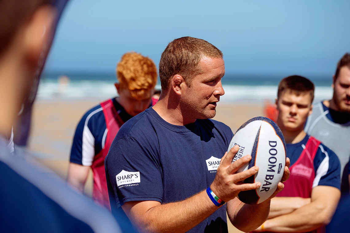 sport lifestyle advertising photographer photography rugby phil vickery beer Alex Shore Sharp’s Brewery | Beach Rugby