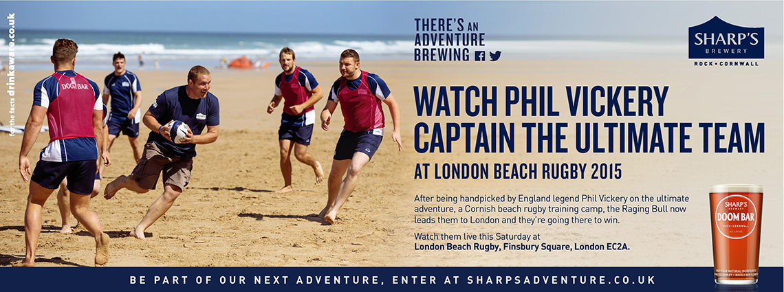 sport lifestyle advertising photographer photography rugby phil vickery beer Alex Shore Sharp’s Brewery | Beach Rugby