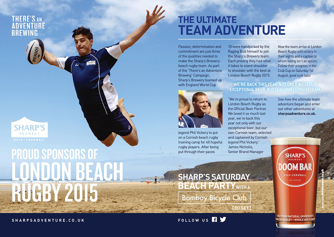sport lifestyle advertising photographer photography rugby phil vickery beer Alex Shore Sharp’s Brewery | Beach Rugby